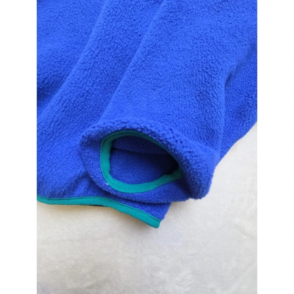 Vintage 90s‎ LL Bean Spell Out Script Snap Button Fleece Sweater Blue USA Mens L